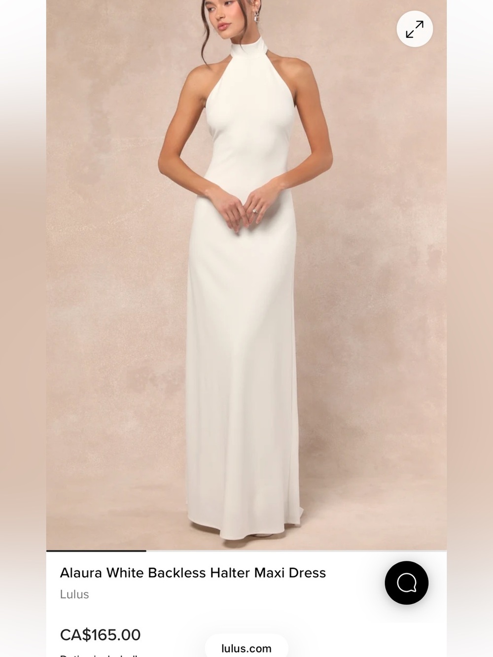 Lulu's White Backless Halter Maxi Dress